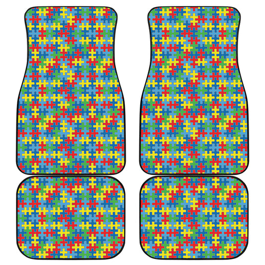 Autism Awareness Jigsaw Print Front and Back Car Floor Mats