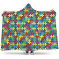 Autism Awareness Jigsaw Print Hooded Blanket