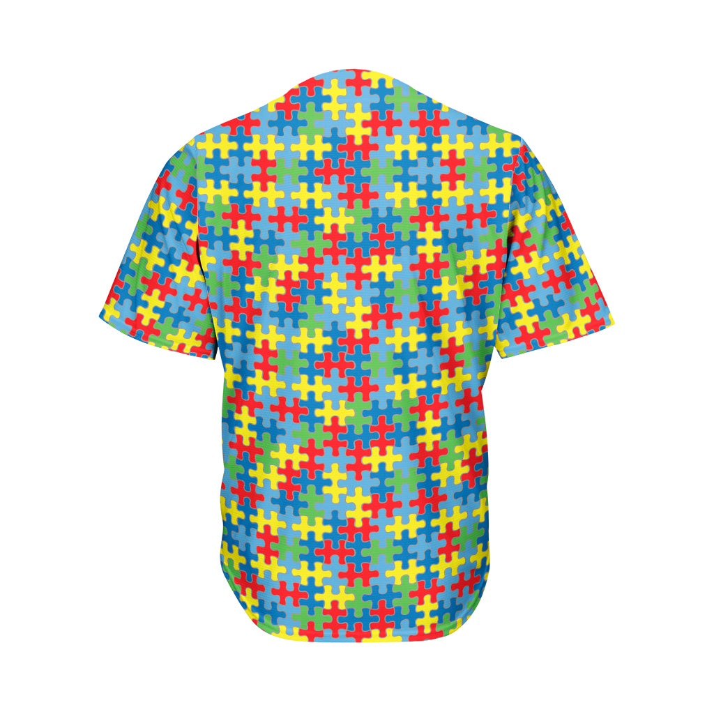 Autism Awareness Jigsaw Print Men's Baseball Jersey