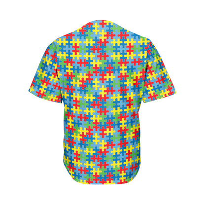 Autism Awareness Jigsaw Print Men's Baseball Jersey