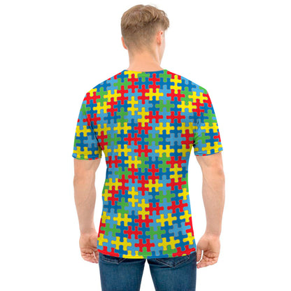 Autism Awareness Jigsaw Print Men's T-Shirt