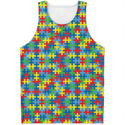 Autism Awareness Jigsaw Print Men's Tank Top