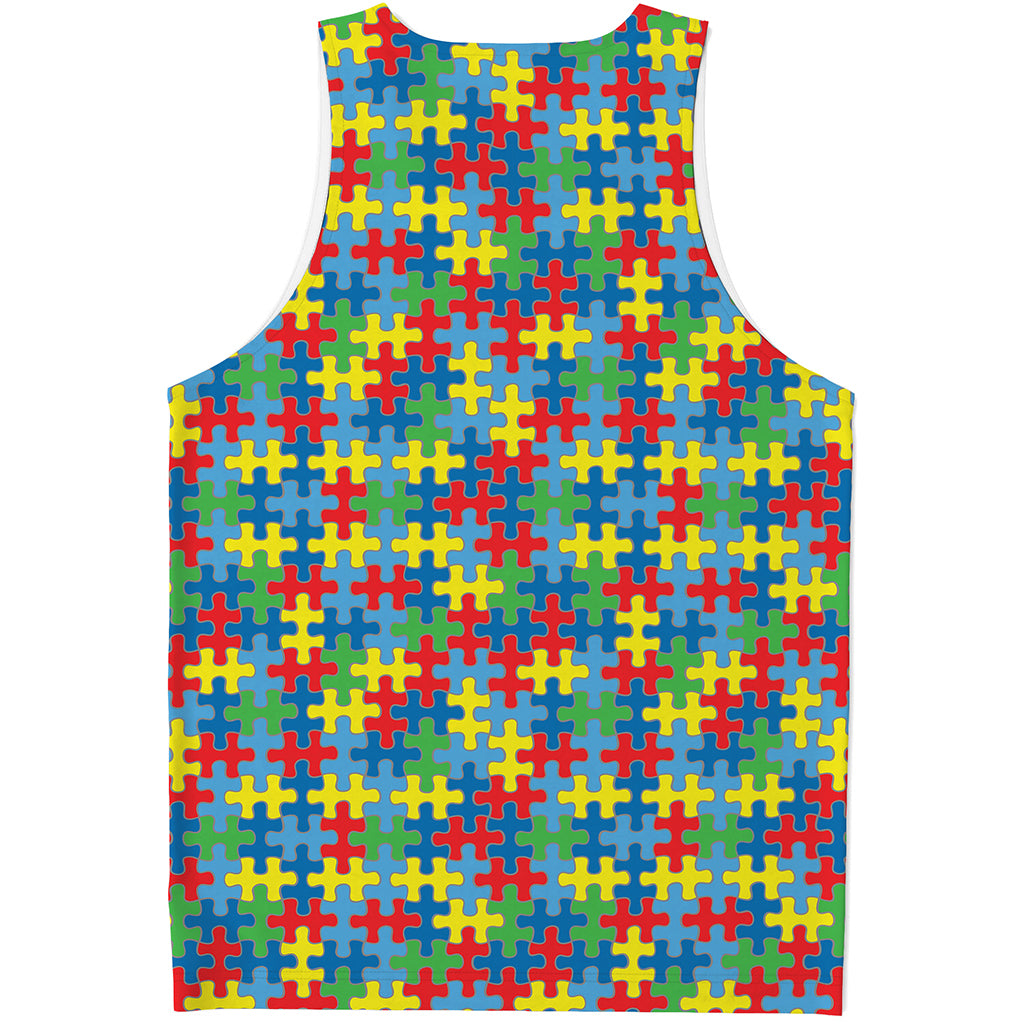 Autism Awareness Jigsaw Print Men's Tank Top