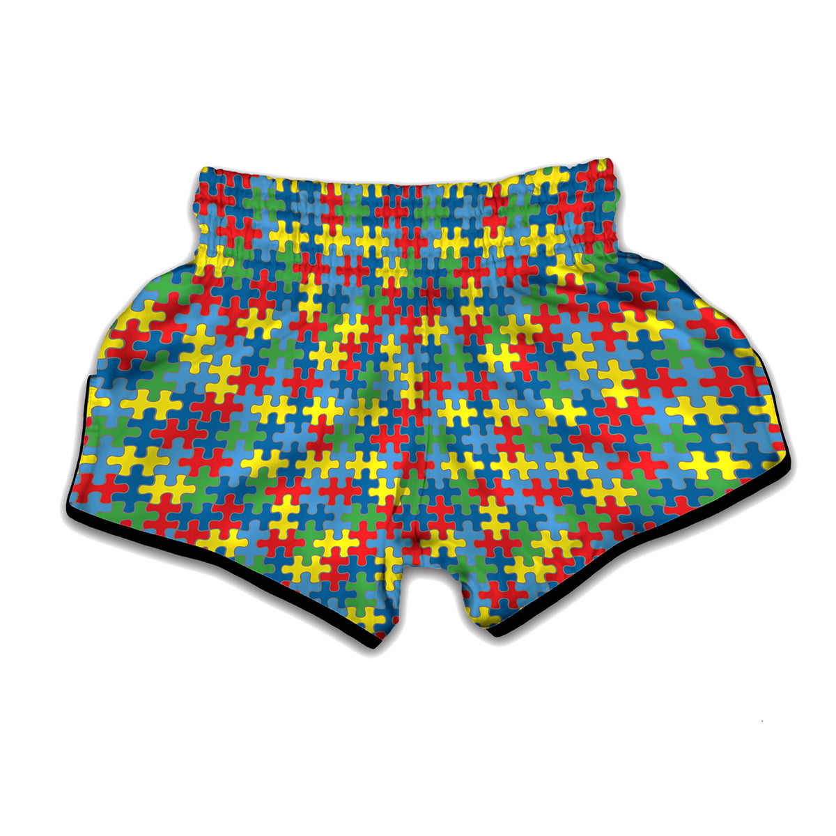 Autism Awareness Jigsaw Print Muay Thai Boxing Shorts