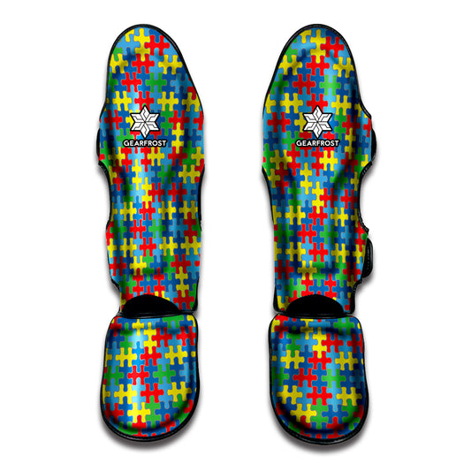 Autism Awareness Jigsaw Print Muay Thai Shin Guard