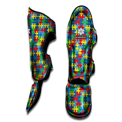 Autism Awareness Jigsaw Print Muay Thai Shin Guard