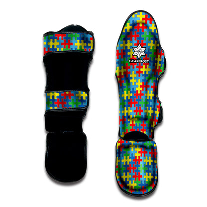 Autism Awareness Jigsaw Print Muay Thai Shin Guard