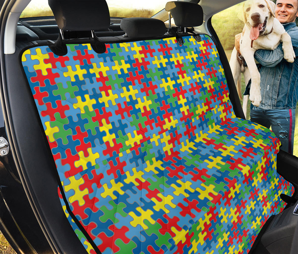 Autism Awareness Jigsaw Print Pet Car Back Seat Cover