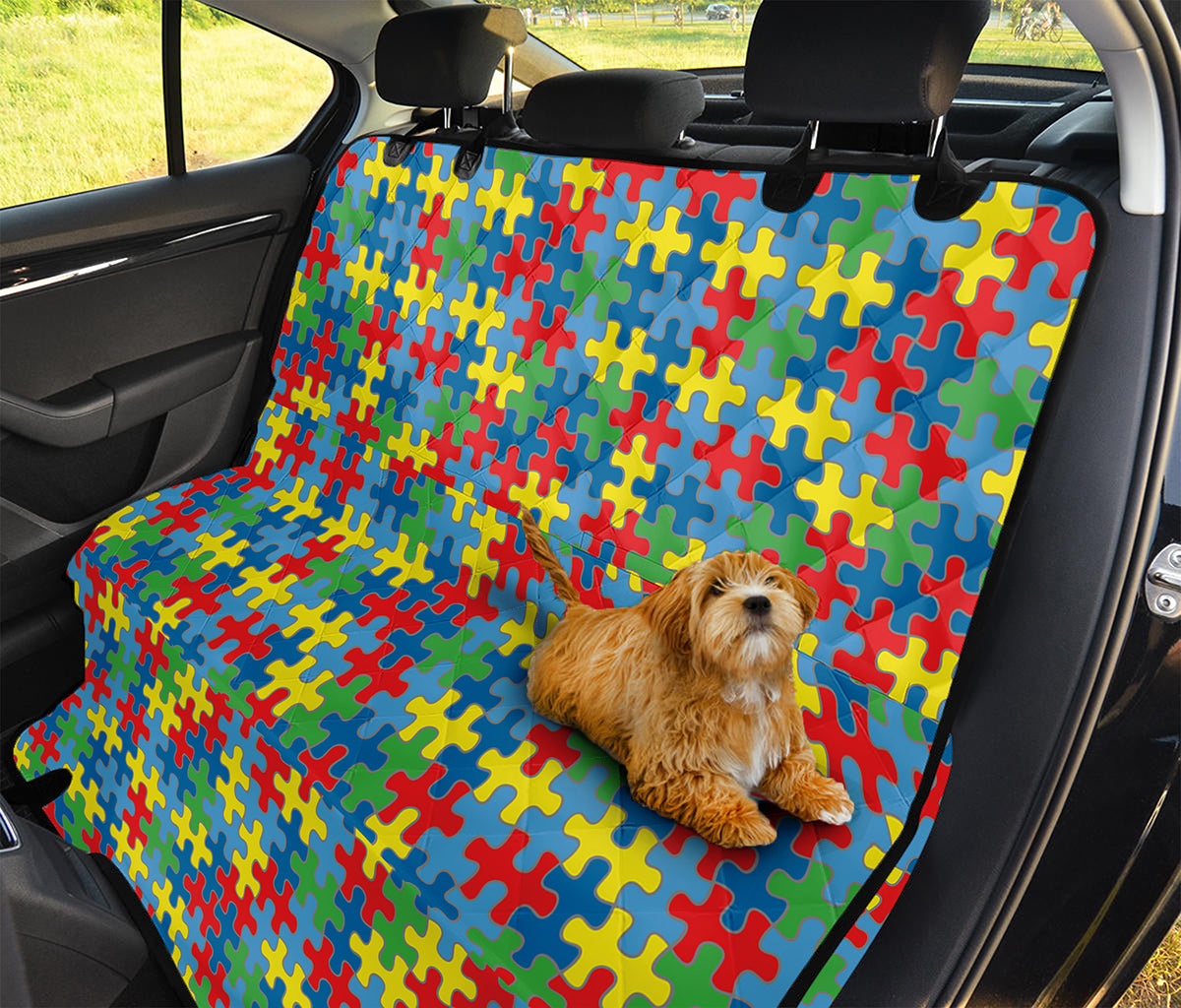 Autism Awareness Jigsaw Print Pet Car Back Seat Cover