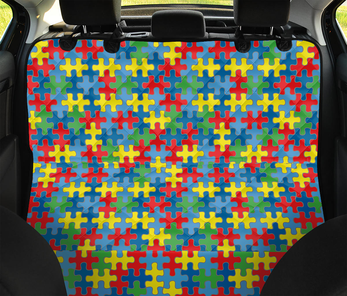 Autism Awareness Jigsaw Print Pet Car Back Seat Cover