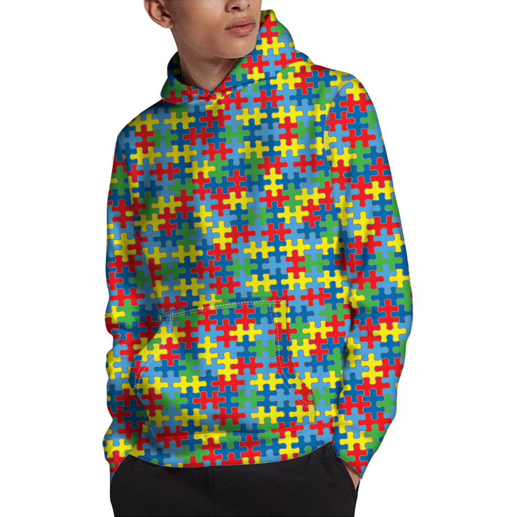 Autism Awareness Jigsaw Print Pullover Hoodie