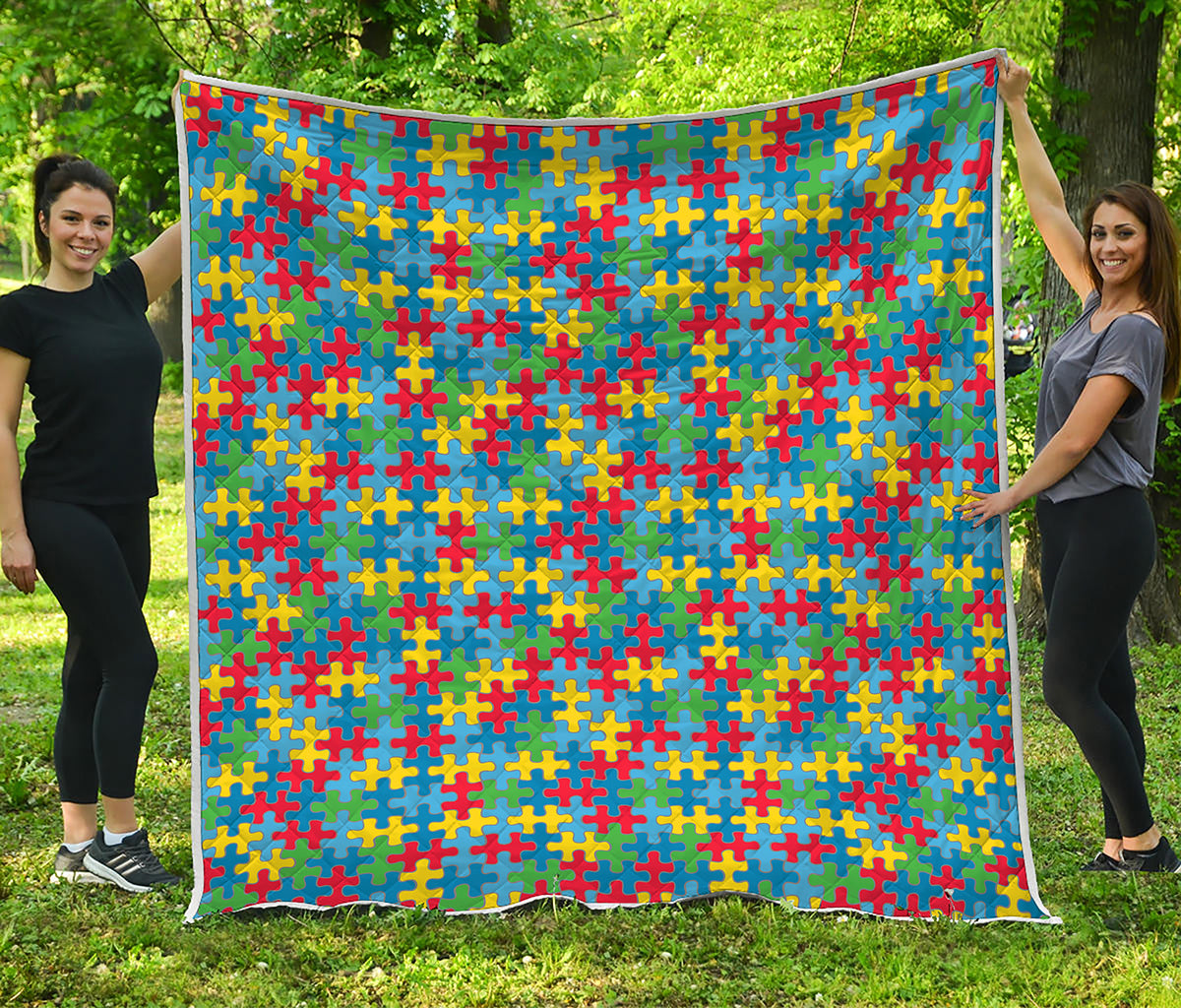 Autism Awareness Jigsaw Print Quilt