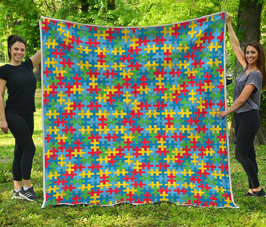 Autism Awareness Jigsaw Print Quilt