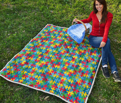 Autism Awareness Jigsaw Print Quilt