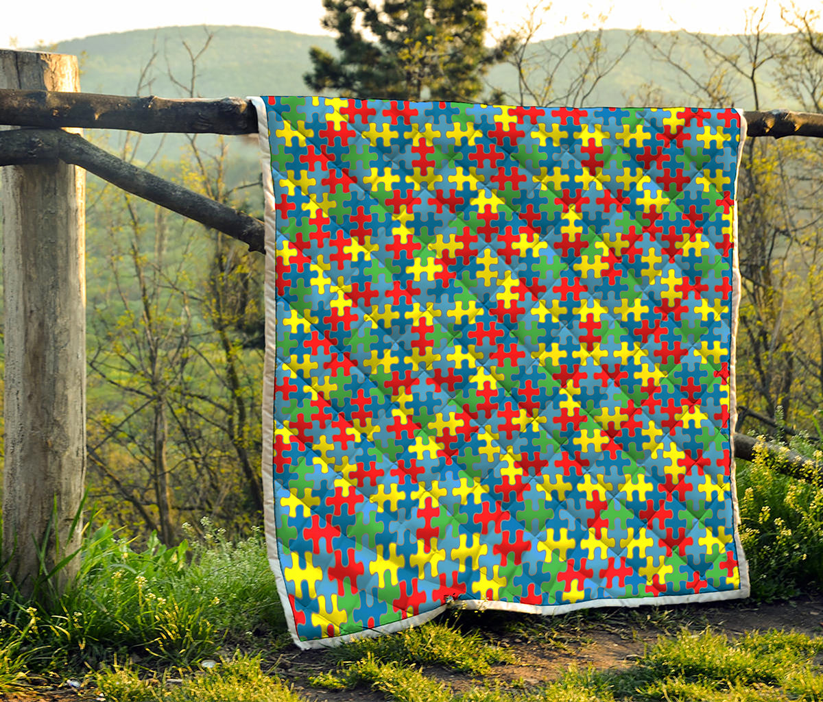 Autism Awareness Jigsaw Print Quilt