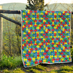 Autism Awareness Jigsaw Print Quilt