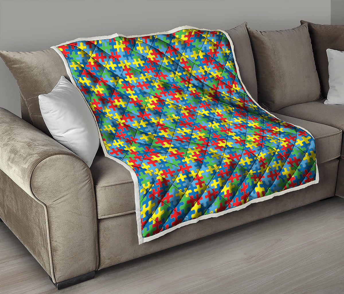 Autism Awareness Jigsaw Print Quilt