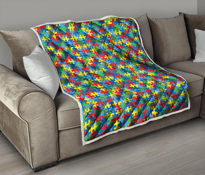 Autism Awareness Jigsaw Print Quilt