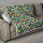 Autism Awareness Jigsaw Print Quilt