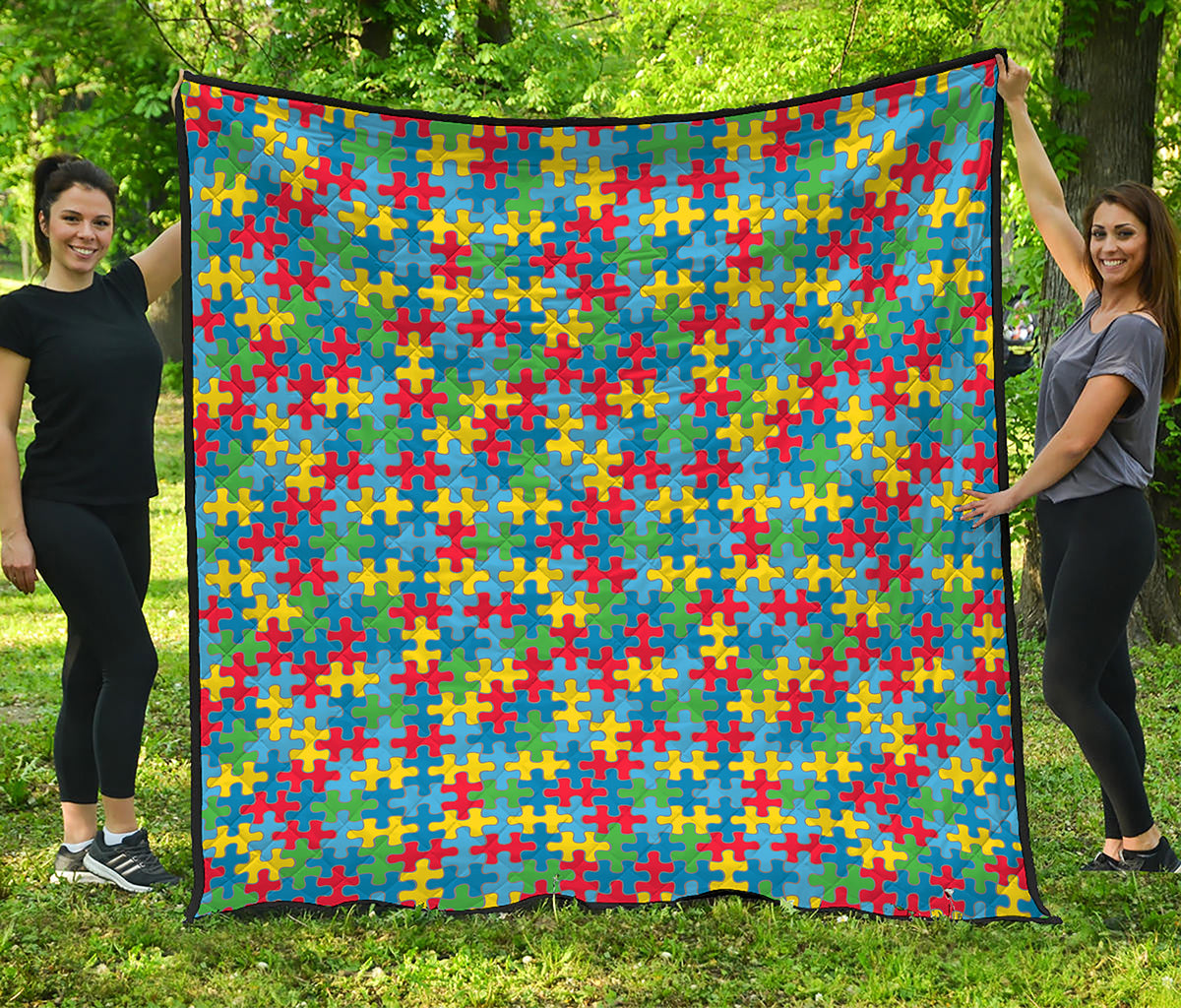 Autism Awareness Jigsaw Print Quilt