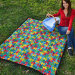 Autism Awareness Jigsaw Print Quilt