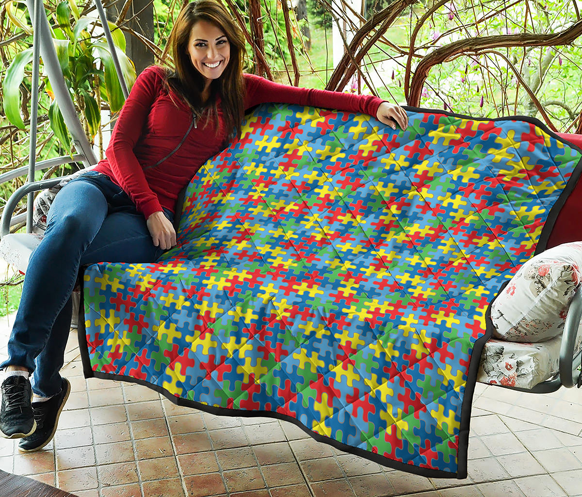 Autism Awareness Jigsaw Print Quilt