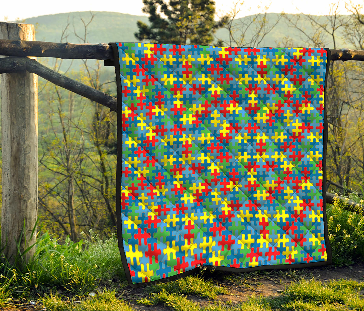 Autism Awareness Jigsaw Print Quilt
