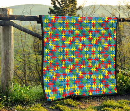 Autism Awareness Jigsaw Print Quilt