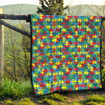 Autism Awareness Jigsaw Print Quilt