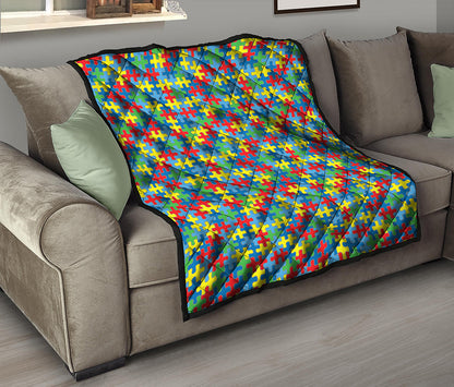 Autism Awareness Jigsaw Print Quilt