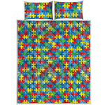 Autism Awareness Jigsaw Print Quilt Bed Set