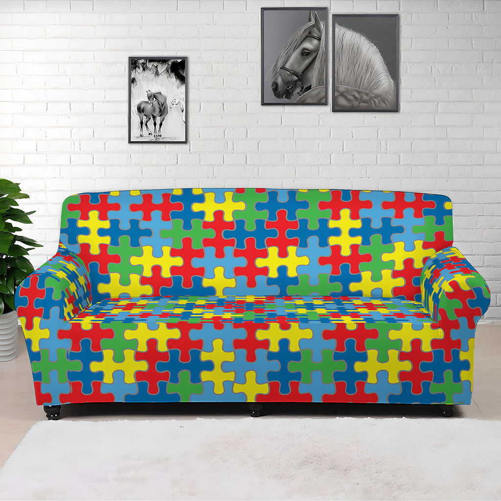 Autism Awareness Jigsaw Print Sofa Cover