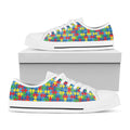 Autism Awareness Jigsaw Print White Low Top Sneakers