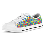 Autism Awareness Jigsaw Print White Low Top Shoes