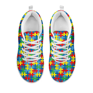 Autism Awareness Jigsaw Print White Sneakers