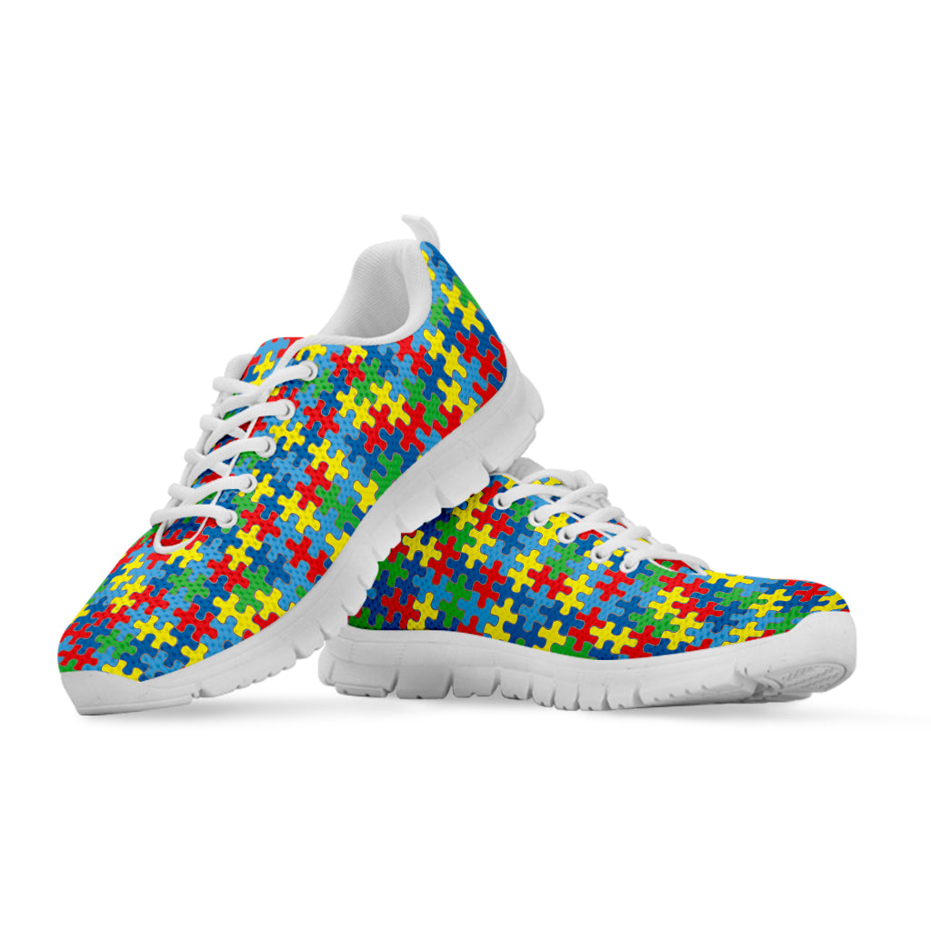 Autism Awareness Jigsaw Print White Sneakers