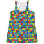 Autism Awareness Jigsaw Print Women's Racerback Tank Top