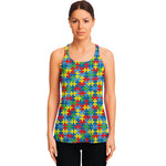 Autism Awareness Jigsaw Print Women's Racerback Tank Top