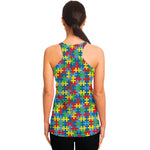 Autism Awareness Jigsaw Print Women's Racerback Tank Top