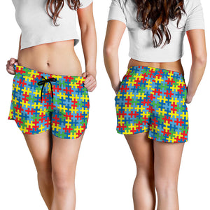 Autism Awareness Jigsaw Print Women's Shorts