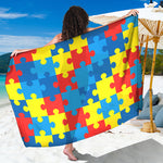 Autism Awareness Pattern Print Beach Sarong Wrap
