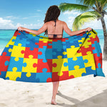 Autism Awareness Pattern Print Beach Sarong Wrap