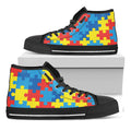 Autism Awareness Pattern Print Black High Top Sneakers