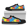 Autism Awareness Pattern Print Black Low Top Shoes