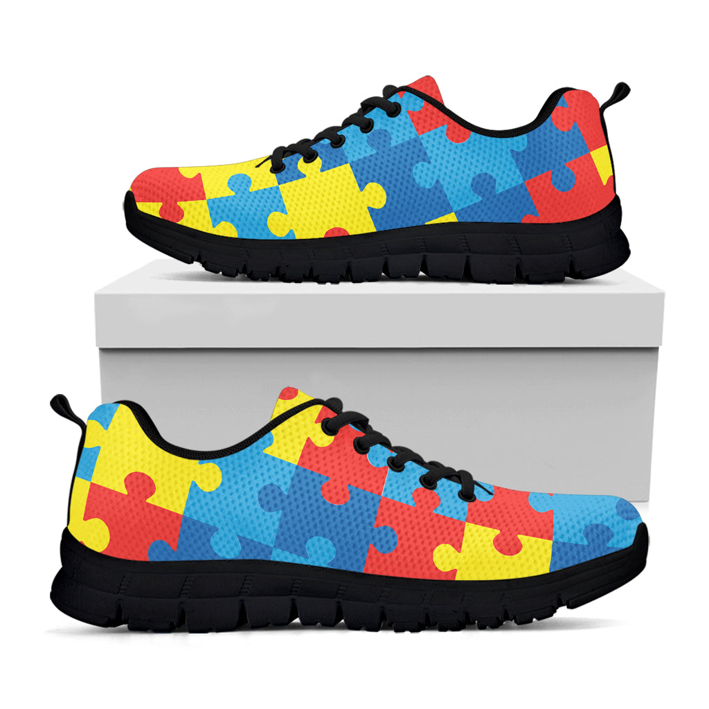 Autism Awareness Pattern Print Black Sneakers