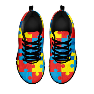 Autism Awareness Pattern Print Black Sneakers