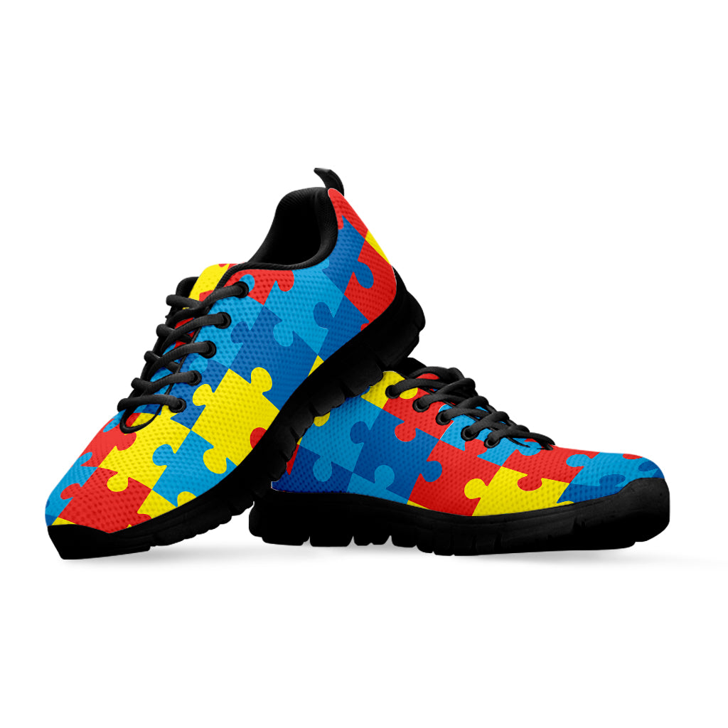 Autism Awareness Pattern Print Black Sneakers