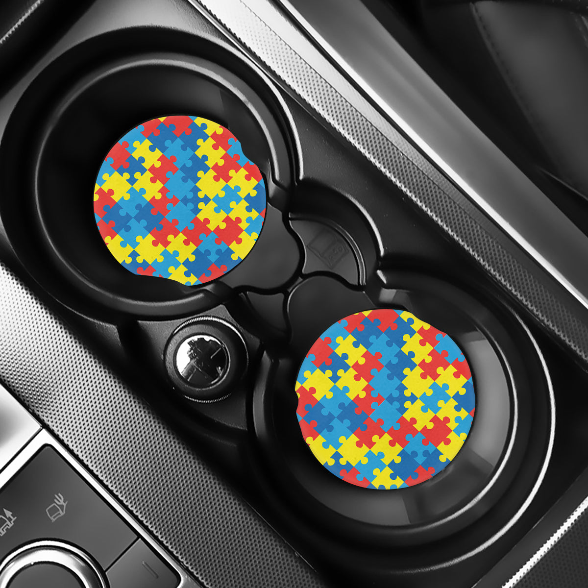 Autism Awareness Pattern Print Car Coasters