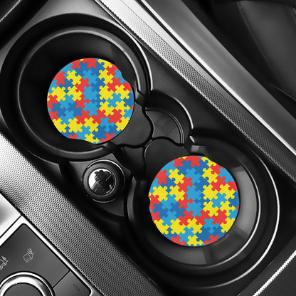 Autism Awareness Pattern Print Car Coasters
