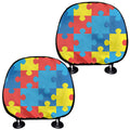 Autism Awareness Pattern Print Car Headrest Covers